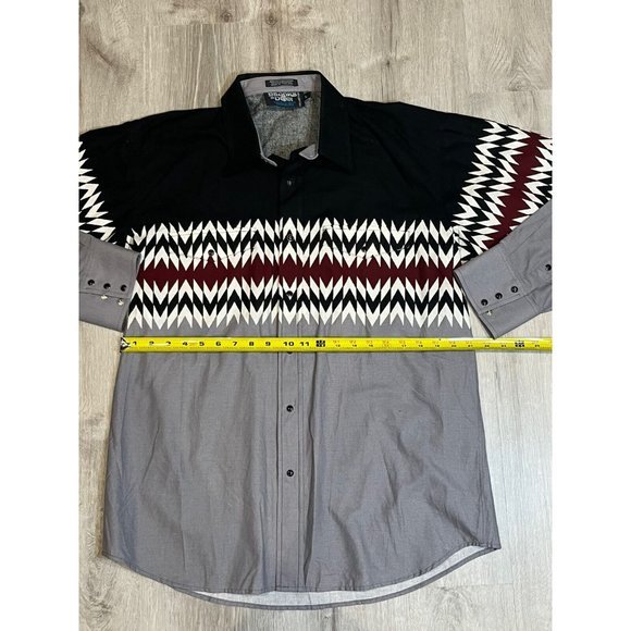 Vintage Brooks And Dunn Panhandle Slim Geometric Western Snap‎ Shirt Size L - Picture 6 of 7